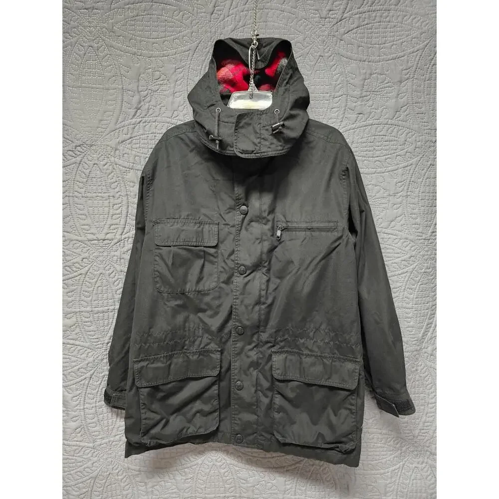 Vintage Eddie Bauer Mens Wool Lined Mountain‎ Parka Jacket Size M Black Outdoors